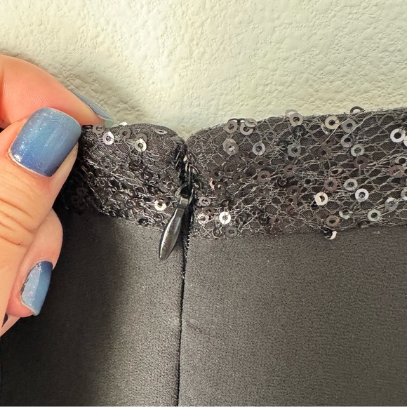Chaps Black Dress Size 6 Layered Sequins Tiered Special Occasion Wedding Tank - Picture 10 of 11